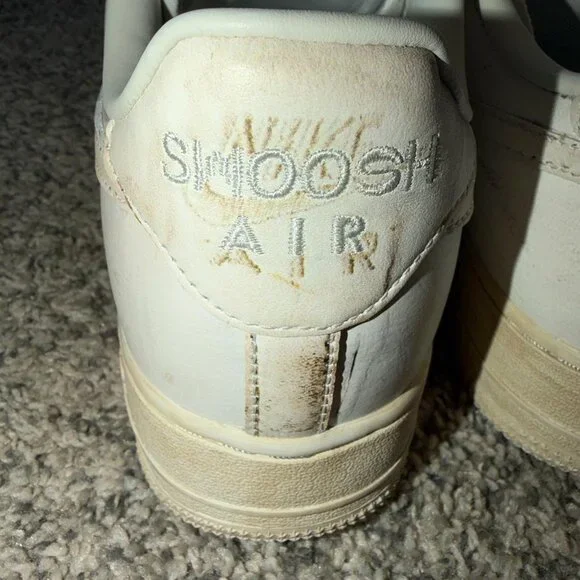 Nike Air Force 1 Low Dirty Triple White SWOOSH Size 10.5 - Picture 5 of 9